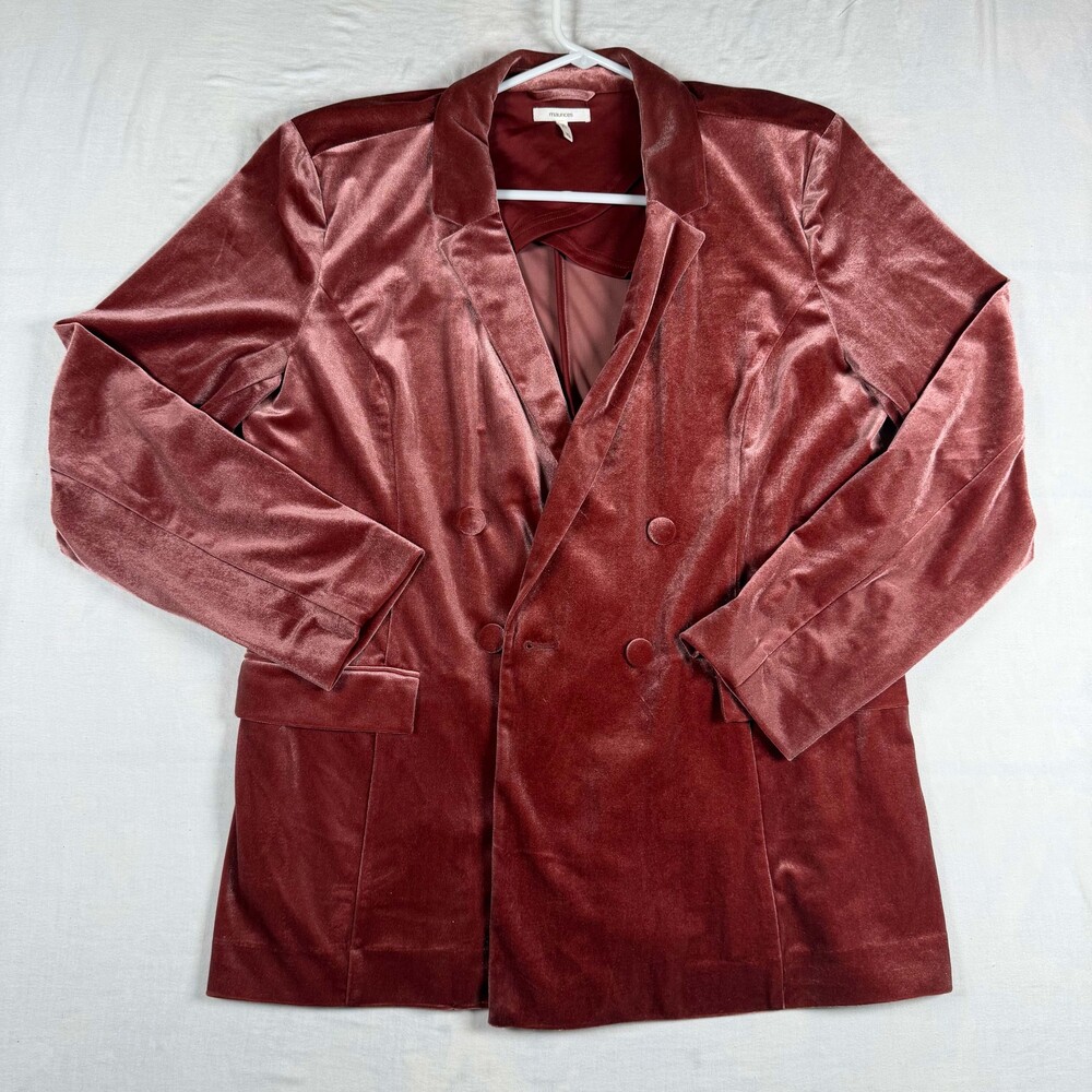 Dusty Rose Velvet Blazer Double Breasted 90s Soft Glam Oversized Jacket